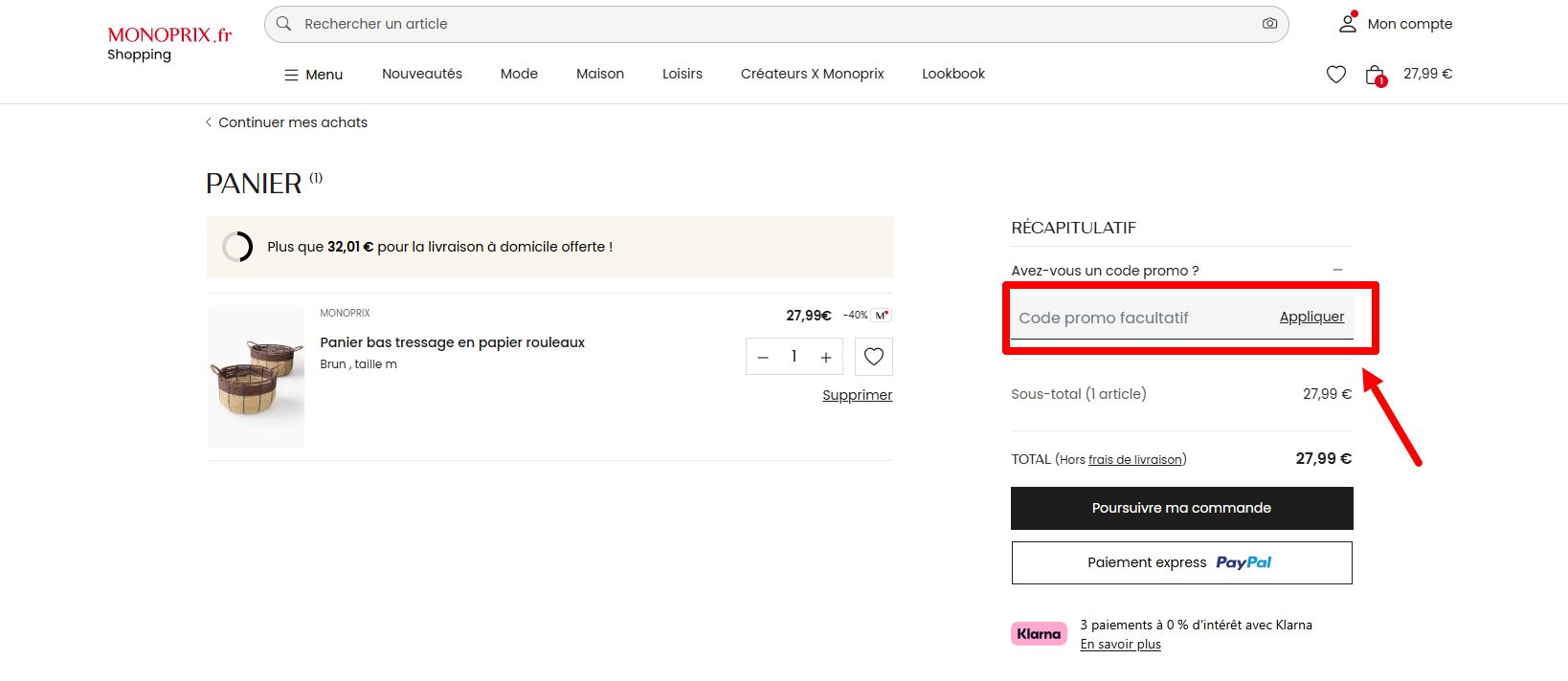 code promo Monoprix