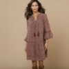 Robe en voile imprimé - 52 - Marron - Lora Zellini