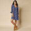 Robe évasée biais contrastés imprimée - 38 - Bleu - Lora Zellini – Image 2