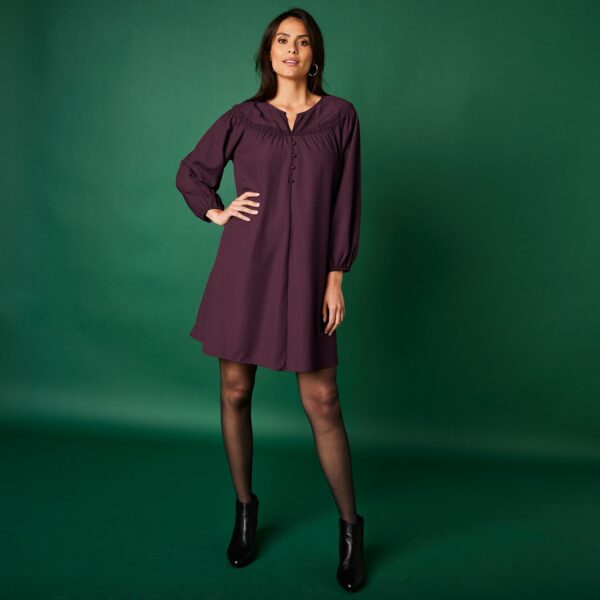 Robe Courte Boutonnée Effet Créponné - Blancheporte – Image 2