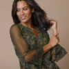 Robe dentelle manches 3/4 imprimée - 48 - Kaki - Lora Zellini