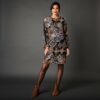 Robe droite imprimé patchwork - 40 - Noir - Lora Zellini