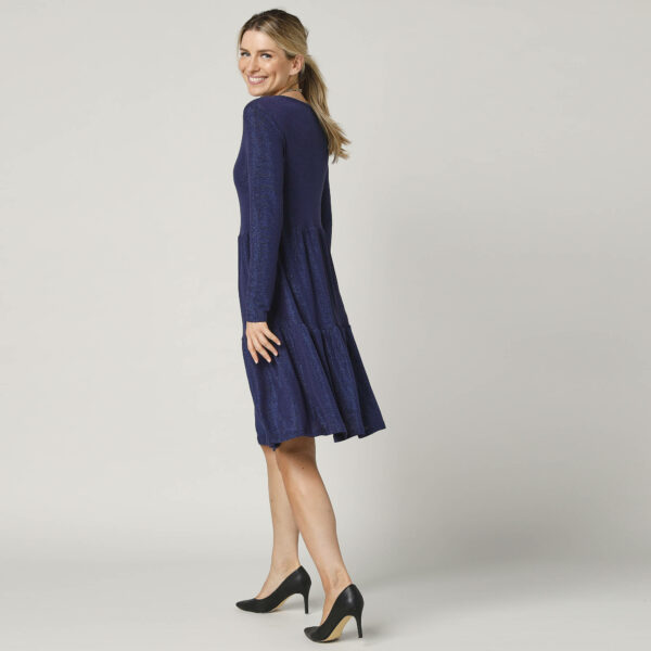 Robe Courte Évasée En Maille Brillante, Manches Longues - Blancheporte – Image 2