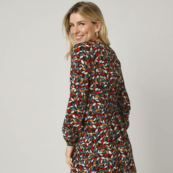 Robe Imprimée Mi-longue Smockée, Manches Longues Resserrées - Blancheporte – Image 2