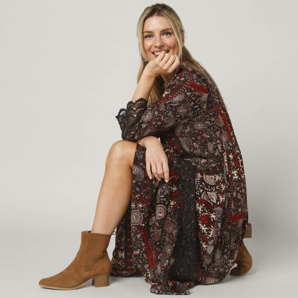 Robe Longue Imprimée Bohème, Détails En Macramé - Blancheporte – Image 2