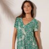 Robe Longue Imprimée Col V, Crépon - Blancheporte