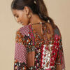 Robe Longue Imprimé Patchwork Col V - Lora Zellini