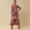 Robe Longue Imprimé Patchwork Col V - Lora Zellini – Image 2
