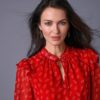 Robe voile imprimé cachemire minimaliste  - 52 - Rouge - Lora Zellini
