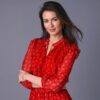 Robe voile imprimé cachemire minimaliste  - 52 - Rouge - Lora Zellini – Image 2