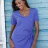 Robe Mi-longue Nouée Col V, Maille Unie - Blancheporte