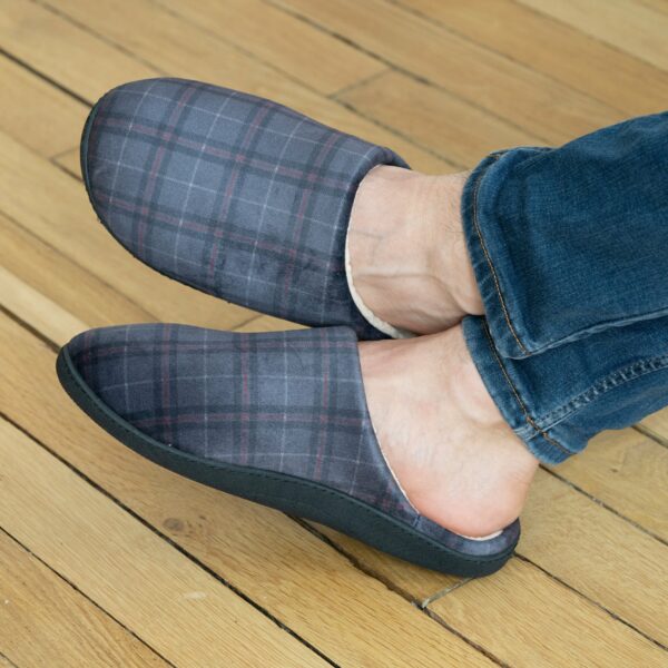 Isotoner - Chaussons mules ergo Homme Tartan