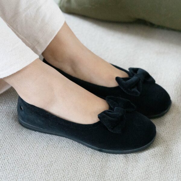 Isotoner - Chaussons ballerines Femme Nœud semelle confort Noir