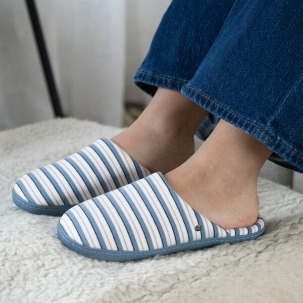 Isotoner - Chaussons mules Femme Rayure marinière