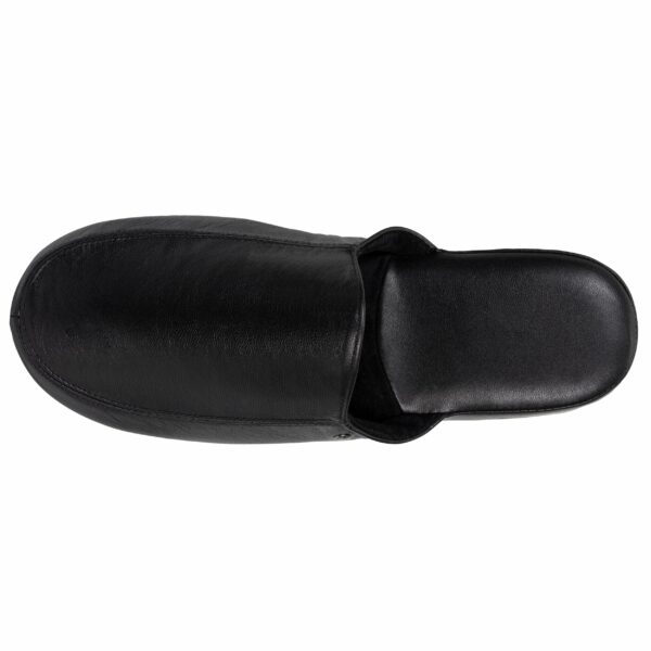 Isotoner - Chausson mules cuir Homme Noir – Image 2