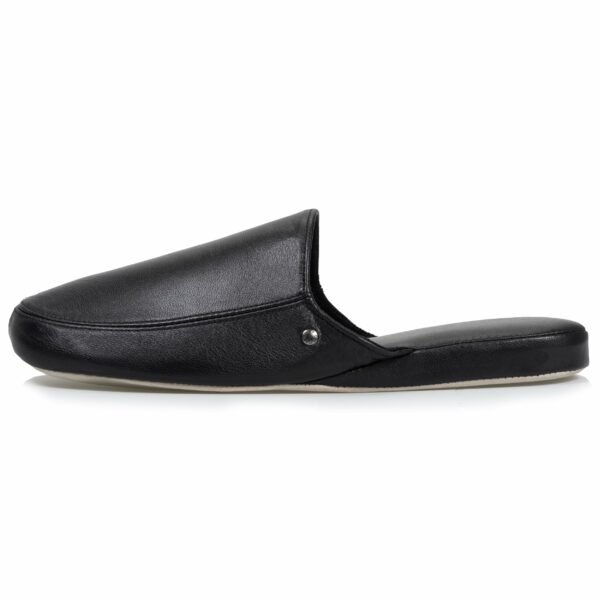 Isotoner - Chausson mules cuir Homme Noir – Image 3