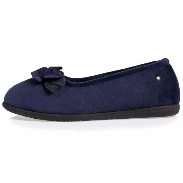 Isotoner - Chaussons ballerines Femme Nœud précieux Marine – Image 2