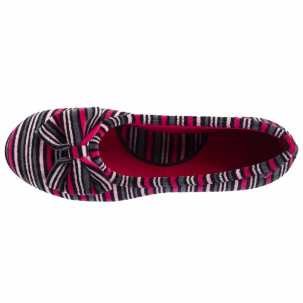 Isotoner - Chaussons ballerines Femme Nœud Rayures