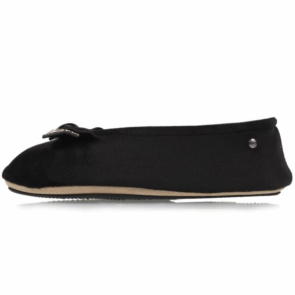Isotoner - Chaussons ballerines Femme Nœud Bijou Noir – Image 2