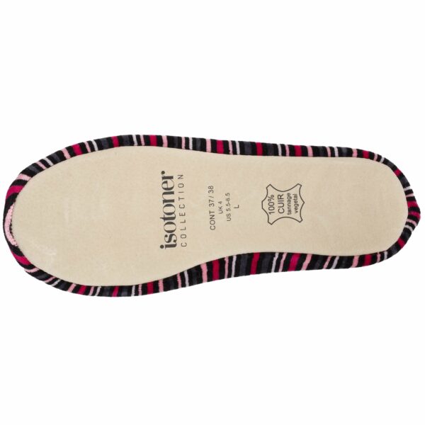Isotoner - Chaussons ballerines Femme Grand Nœud Rayures rosées – Image 3