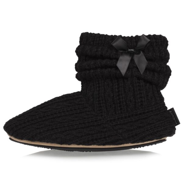 Isotoner - Chaussons bottillons Tricot Nœud Noir – Image 2