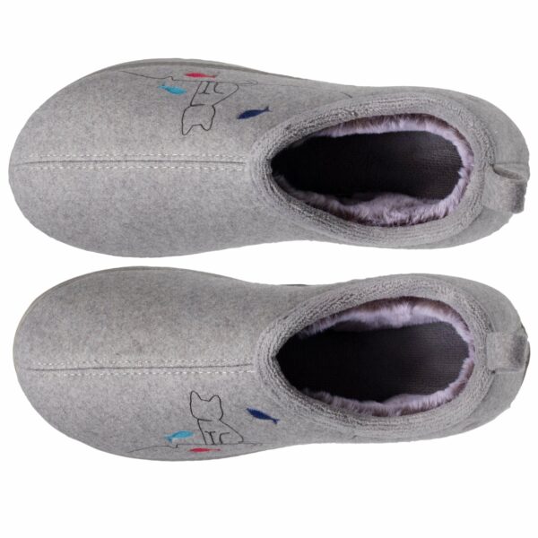 Isotoner - Chaussons bottillons Femme Gris fantaisie chat