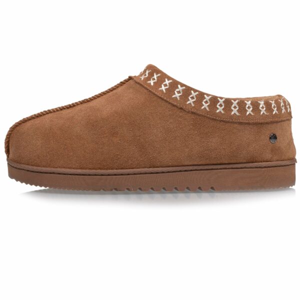 Isotoner - Chaussons bottillons bas cuir Femme Camel – Image 2