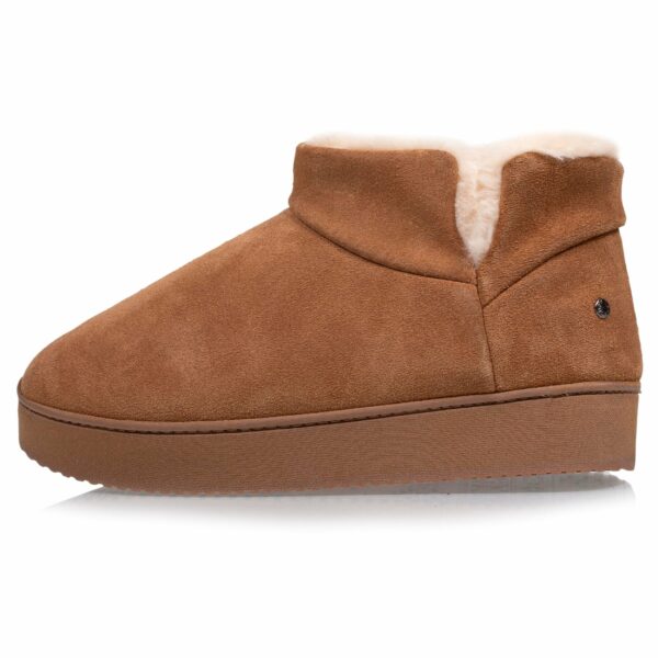 Isotoner - Chaussons bottillons cuir Femme Camel – Image 2