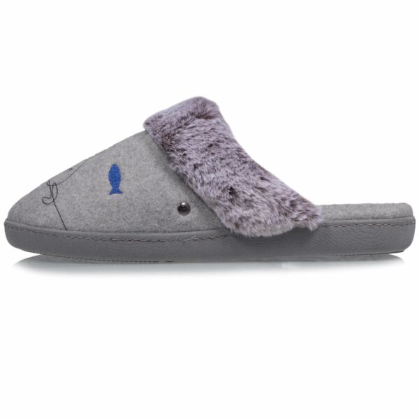 Isotoner - Chaussons mules Femme Gris chat fantaisie – Image 2