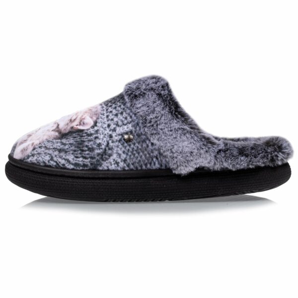 Isotoner - Chaussons mules bouncy Femme Gris chats – Image 2