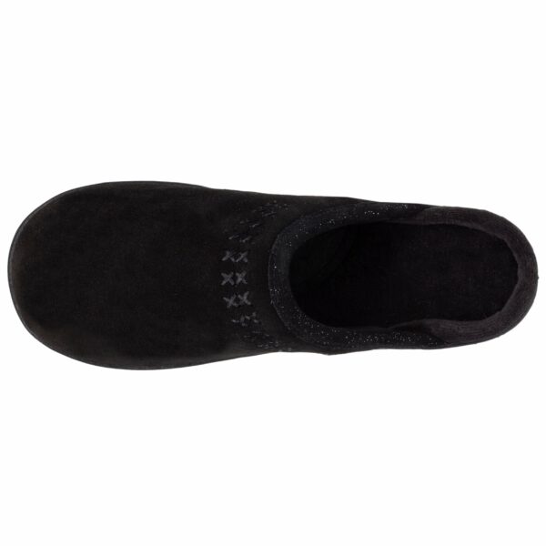 Isotoner - Chaussons mules cuir Femme Noir