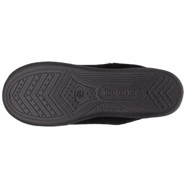 Isotoner - Chaussons mules cuir Femme Noir – Image 3