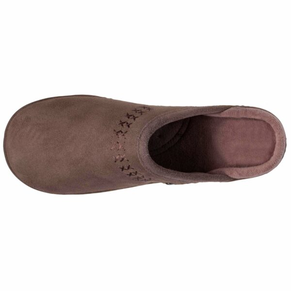 Isotoner - Chaussons mules cuir Femme Taupe