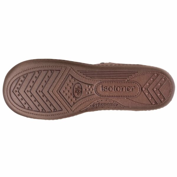 Isotoner - Chaussons mules cuir Femme Taupe – Image 3