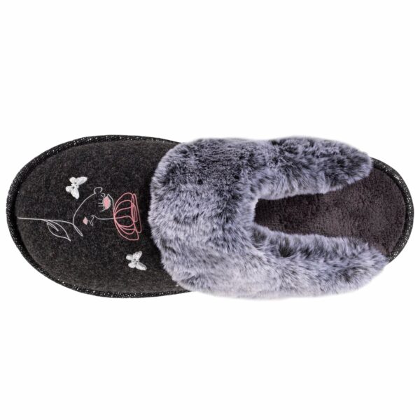 Isotoner - Chaussons mules plates Femme Gris dessin