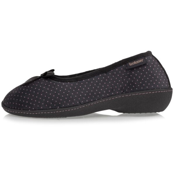 Isotoner - Chaussons ballerines talon Femme  Noir Pois – Image 2