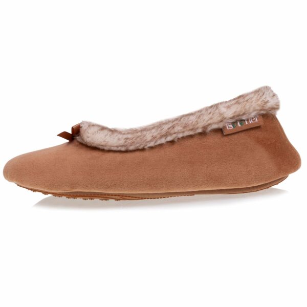 Isotoner - Chaussons ballerines Femme Camel – Image 2