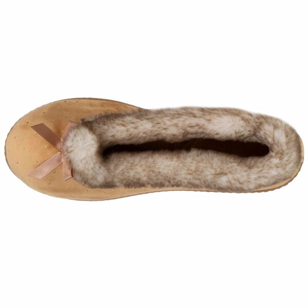 Isotoner - Chaussons ballerines Femme Camel Brillants – Image 2