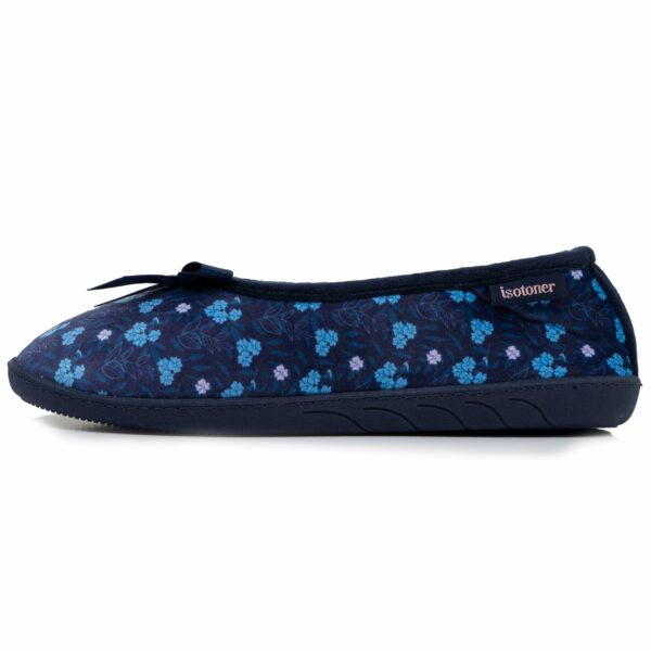 Isotoner - Chaussons ballerines Femme liberty fleur bleu – Image 2