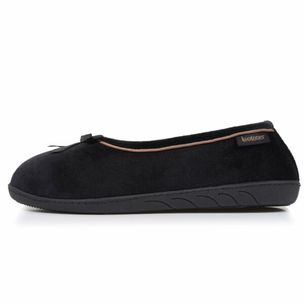 Isotoner - Chaussons ballerines Femme Noir beige – Image 2