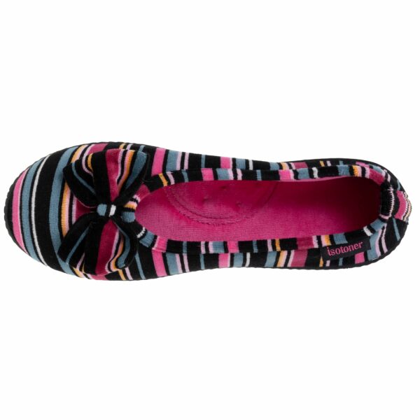 Isotoner - Chaussons ballerines Femme Rayures Roses