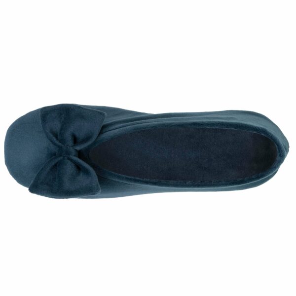 Isotoner - Chaussons ballerines Femme Grand Nœud Bleu canard