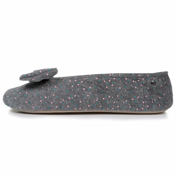 Isotoner - Chaussons ballerines Femme Grand Nœud Gris chiné clair – Image 2