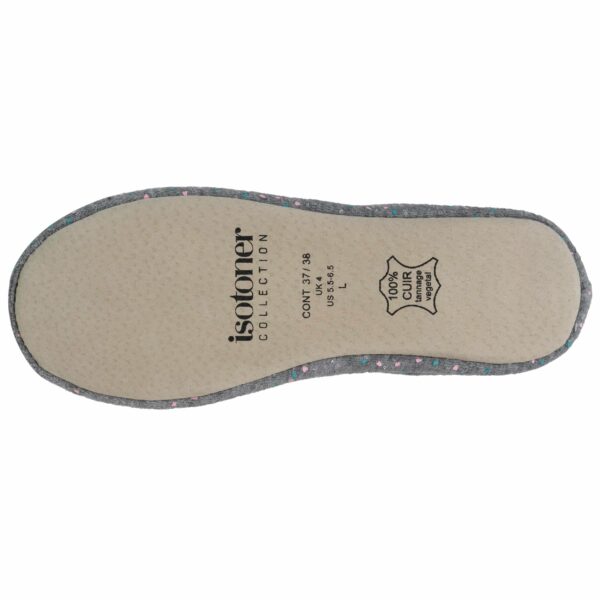 Isotoner - Chaussons ballerines Femme Grand Nœud Gris chiné clair – Image 3