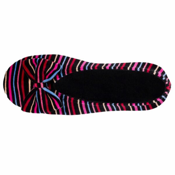 Isotoner - Chaussons ballerines Femme Grand Nœud Rayures roses