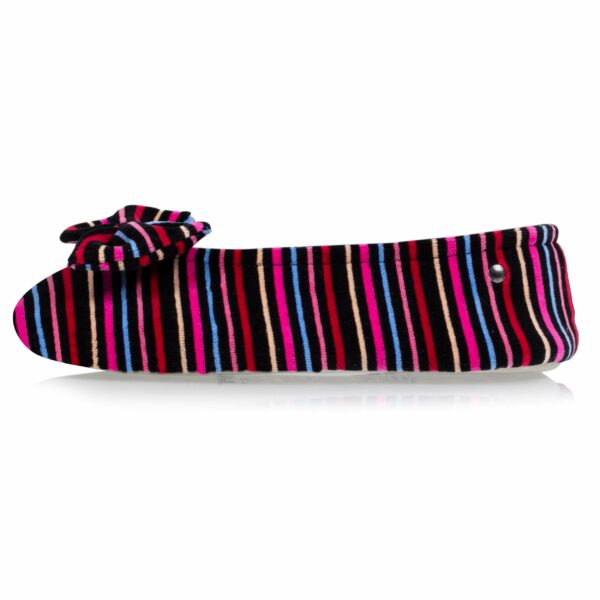 Isotoner - Chaussons ballerines Femme Grand Nœud Rayures roses – Image 2