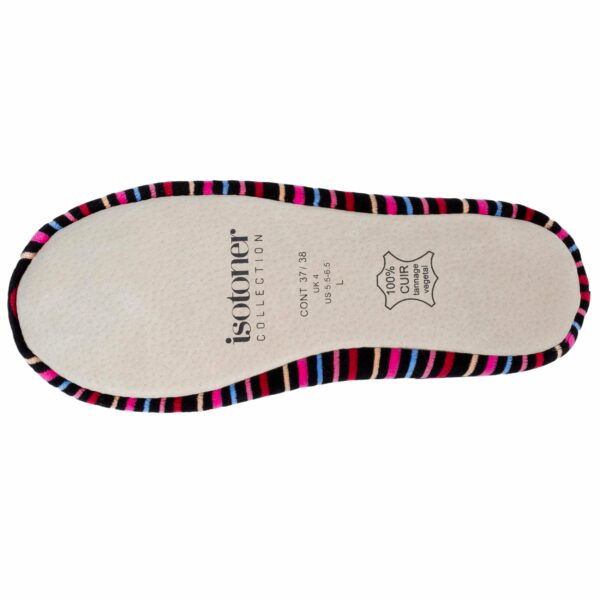 Isotoner - Chaussons ballerines Femme Grand Nœud Rayures roses – Image 3