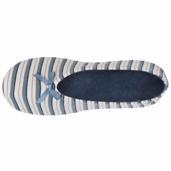 Isotoner - Chaussons ballerines grand nœud Femme Rayure marinière