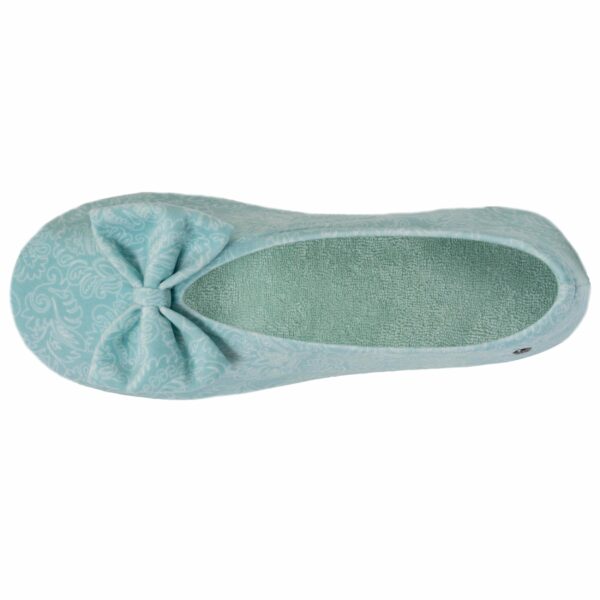 Isotoner - Chaussons ballerines grand nœud Femme Vert d'eau