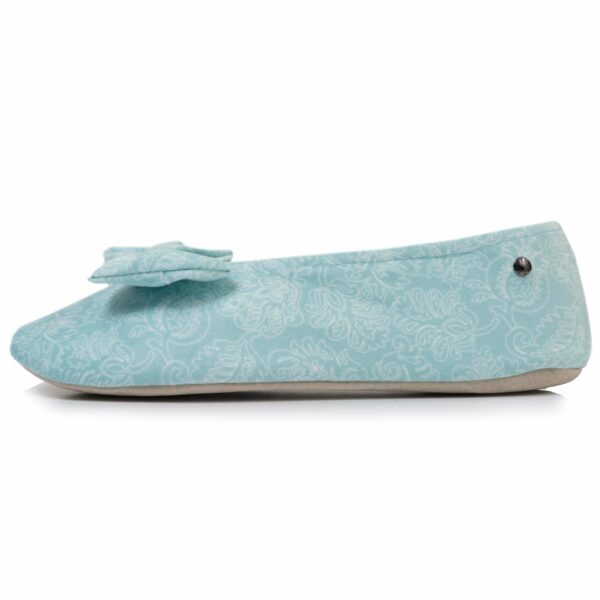 Isotoner - Chaussons ballerines grand nœud Femme Vert d'eau – Image 2
